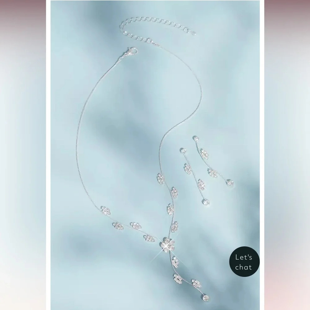 David’s Bridal Floral Scroll Design Necklace and jewerly Set